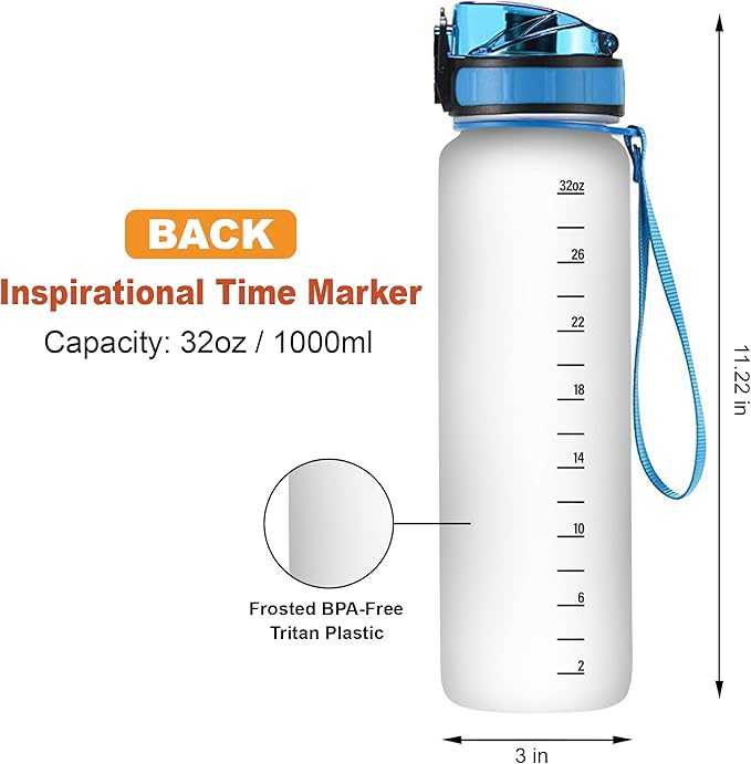 Hyturtle Peace Love Pig 32Oz Liter Motivational Water Bottle With Time Marker, Gift For Women Girls Friends Kids Family Pig Lovers On Birthday Mother's Day Anniversary