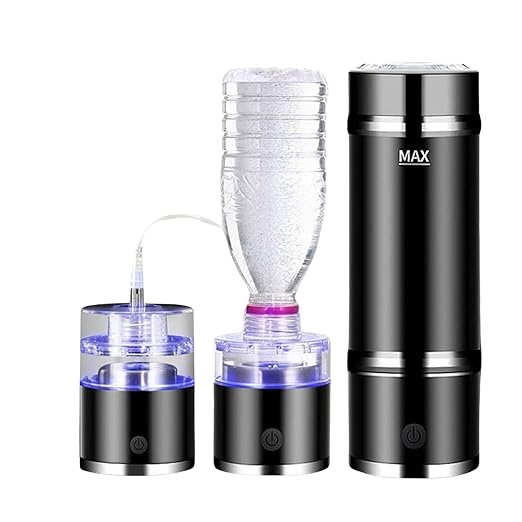 420ml Updated Hydrogen Water Bottle,Portable Hydrogen Rich Water Generator Insulated Cup with PEM SPE Tech, One Bottle with Storage Bag and Hose for Family and Fitness Black