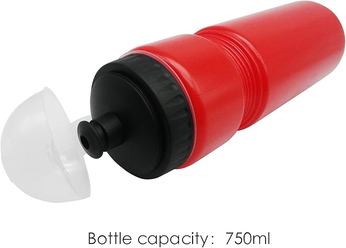 6 Pack 730ml(25oz) Sports Squeeze Plastic Water Bottle With Push Pull Cap and Anti Dust Cover - White