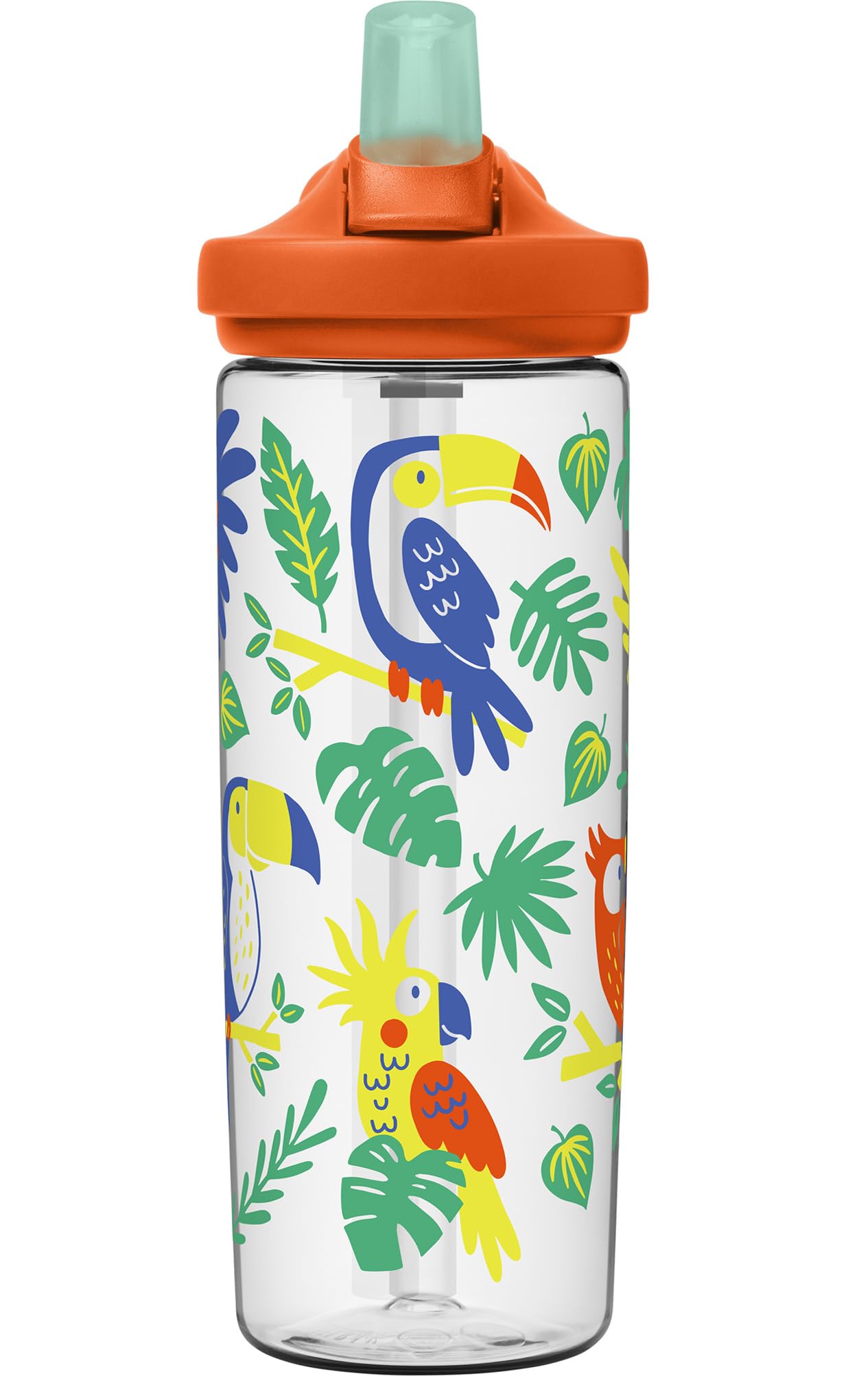 CamelBak Eddy+ 20oz Kids Water Bottle with Tritan Renew – Straw Top, Leak-Proof When Closed, Tropical Birds