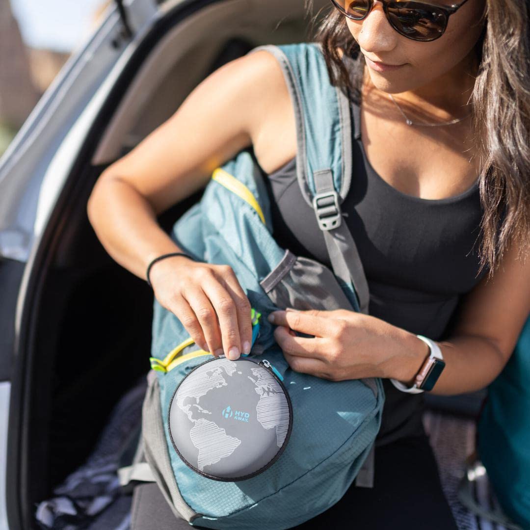 HYDAWAY Collapsible Water Bottle Travel Case - Store & Protect Bottles, Bowls & Folding Cups I Travel, Camping, Hiking & Festival Essentials, TSA Mini Accessory Bag for Air Travel with Carabiner Clip