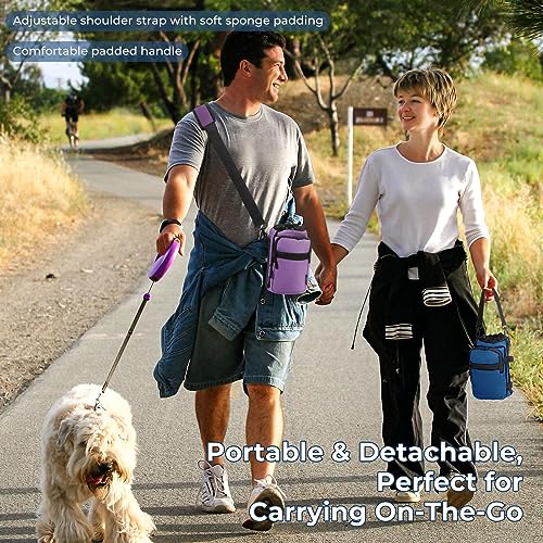 Nuovoware Water Bottle Carrier, 40oz Bottle Carrier Sports Water Bottle Holder with Adjustable Shoulder Strap, 2 Pockets Flask Sling Bag Drawstring Pouch for Climbing Hiking Walking, Blue