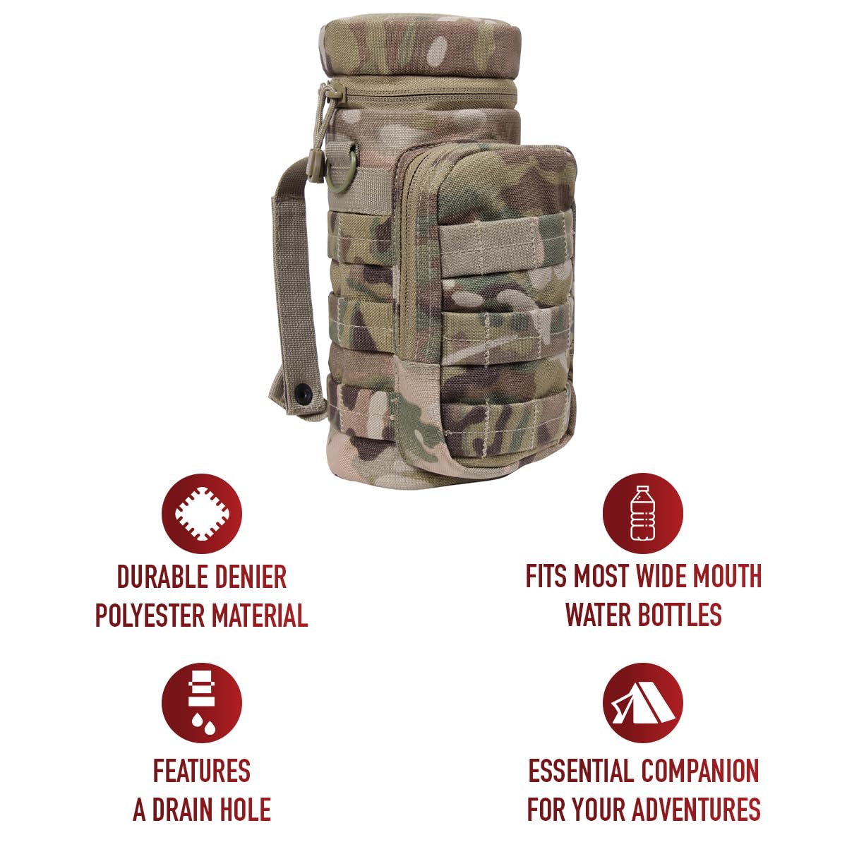 Rothco MOLLE Compatible Water Bottle Pouch, Multicam