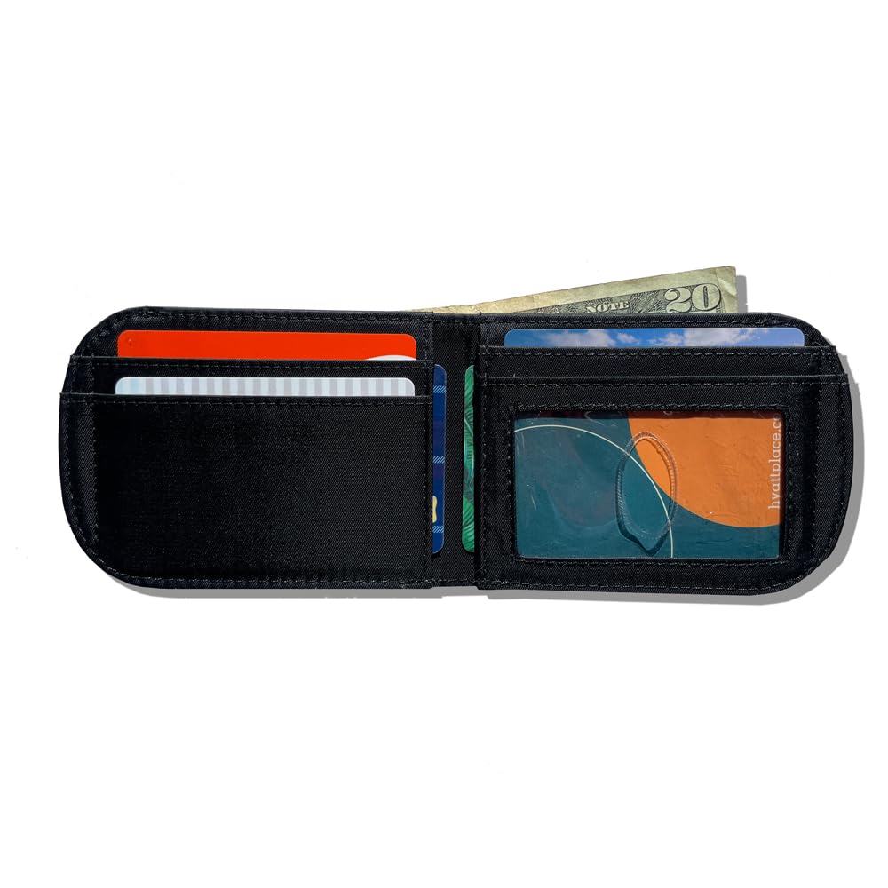 Big Skinny Men's RFID Blocking Leather Curve Bi-Fold Slim Wallet, Holds Up to 20 Cards, Black