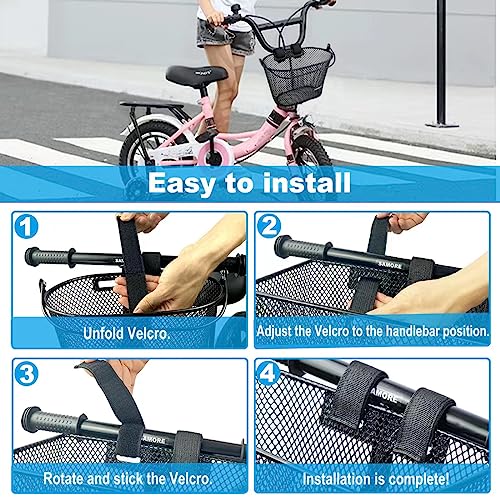 SAMORE Front Bike Basket for Kids Metal Black Bicycle Baskets for Girls & Boys Children Bike Basket with Handle Fits Triycle, Scooter, Balance Bike