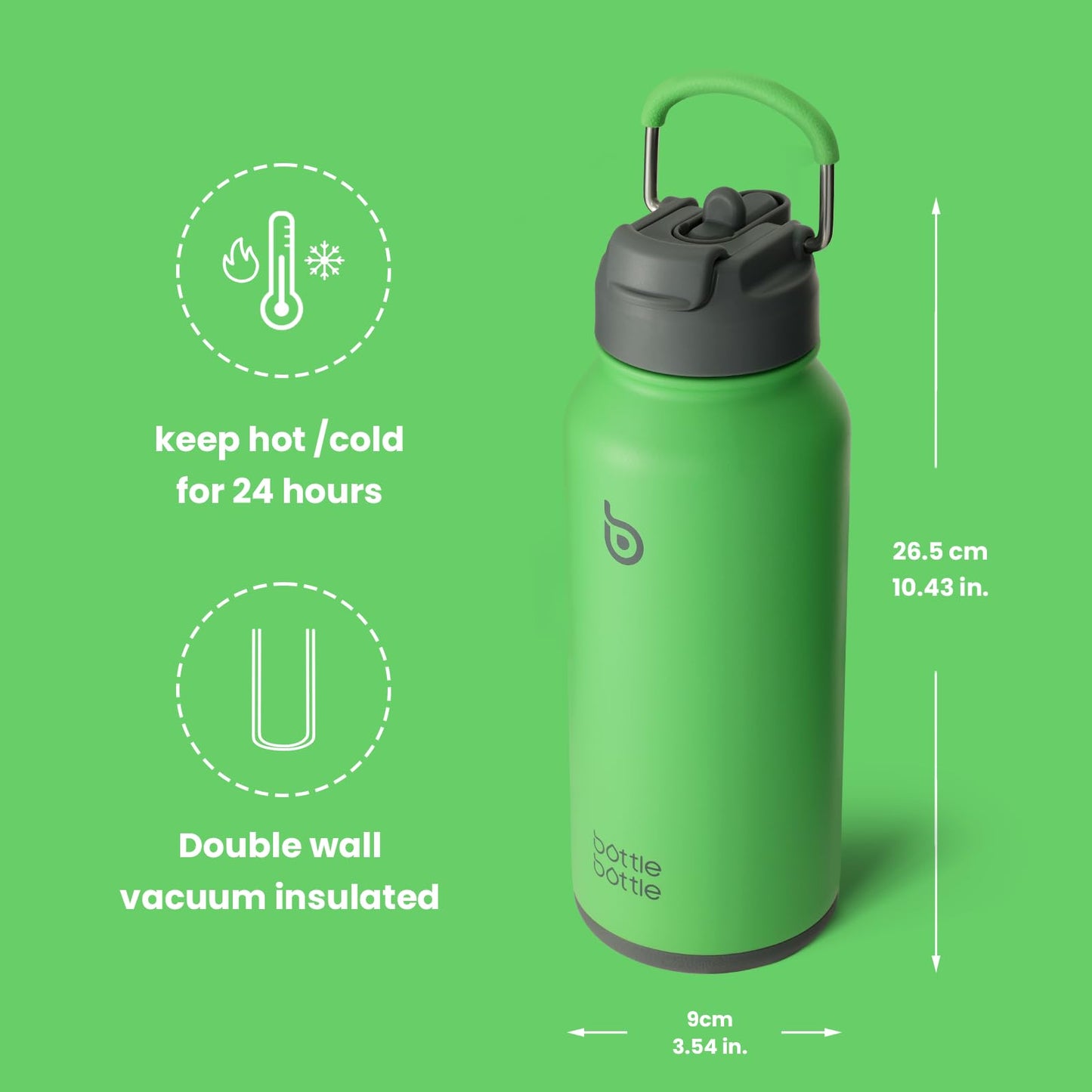 BOTTLE BOTTLE 32oz Insulated Water Bottle Stainless Steel Sport Water Bottle with Straw Dual-use Lid Design for Gym with Pill Box (summer forest)