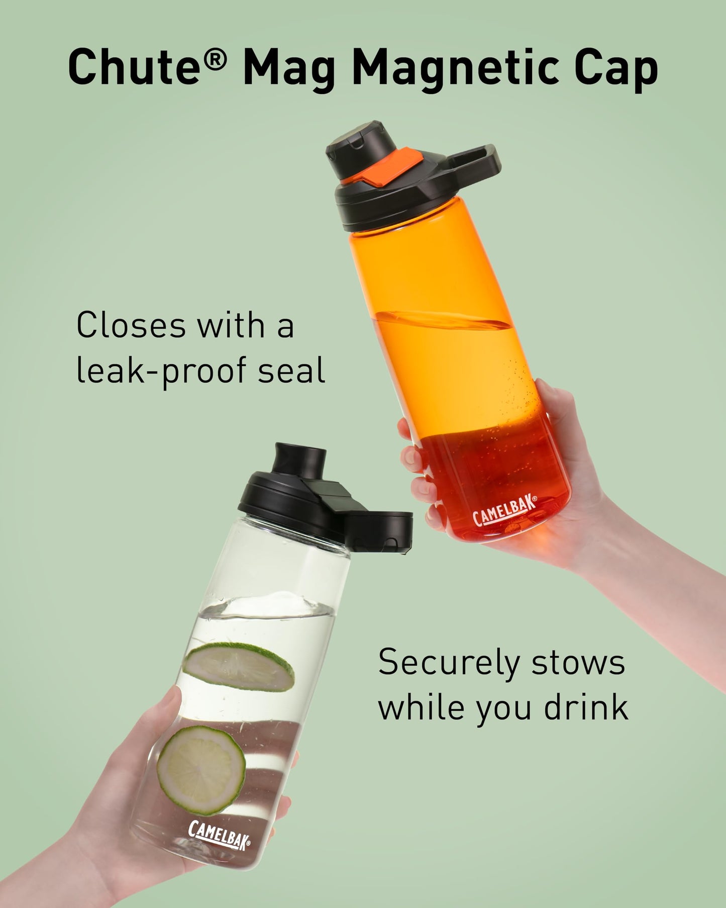 CamelBak Chute Mag BPA Free Water Bottle with Tritan Renew - Magnetic Cap Stows While Drinking, 25oz, Sunset Orange