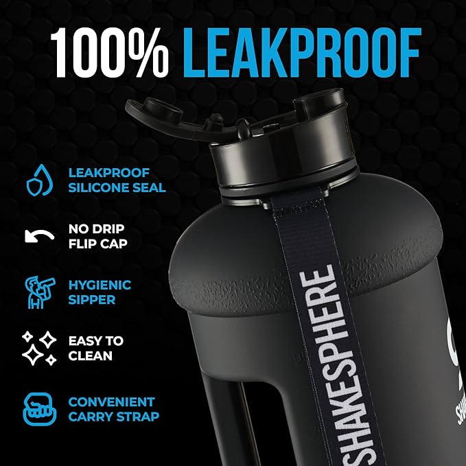 SHAKESPHERE Large Sports Water Bottle - BPA Free Hydration Jug, Black - Ideal for Sports, Camping, Outdoor, Biking & Kids… (Matte Pink, 1.3L)