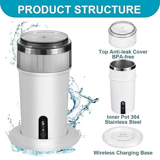HydroHealth Hydrogen Water Bottle - Stainless Steel,Hydrogen wate, Large Capacity, Wireless Charging, LED Display - Perfect for Home, Office, Fitness, and Travel - Gift of Health