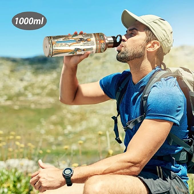 Blueangle 20 OZ Queen Of Egypt Water Bottle with Straw, Sports Water Bottle BPA Free Stainless Steel Water Jugs for Gym, Kitchen, Working, Outdoor(26)