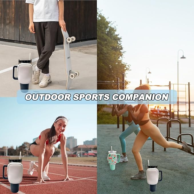 Water Bottle Pouch for Stanley Quencher Adventure 40oz & Stanley IceFlow 20oz 30oz,Tumbler Pouch with Pocket, for Keys, Wallet, Cards, Earphone,Compact, Versatile (White)