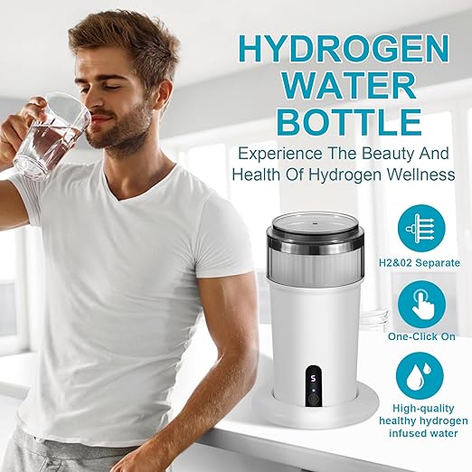 HydroHealth Hydrogen Water Bottle - Stainless Steel,Hydrogen wate, Large Capacity, Wireless Charging, LED Display - Perfect for Home, Office, Fitness, and Travel - Gift of Health
