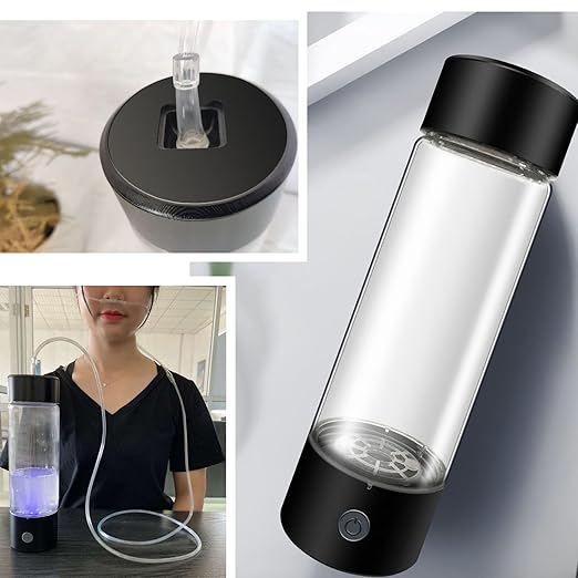 Hydrogen Water Bottle, USB Portable Hydrogen Water Bottle Generator, 3Min Quick Electrolysis, Water Ionizer Machine with Nasal Hose, for Daily Drink