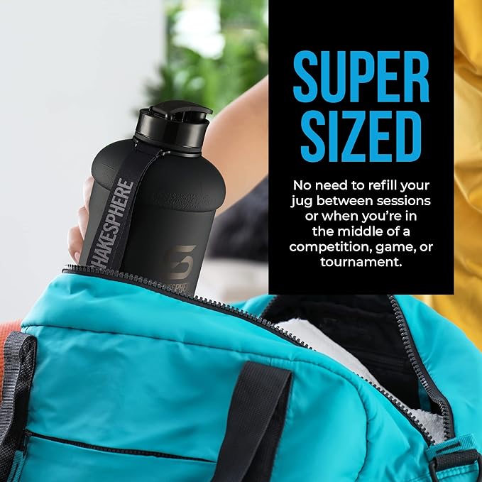 SHAKESPHERE Large Sports Water Bottle - BPA Free Hydration Jug, Black - Ideal for Sports, Camping, Outdoor, Biking & Kids… (Matte Pink, 1.3L)