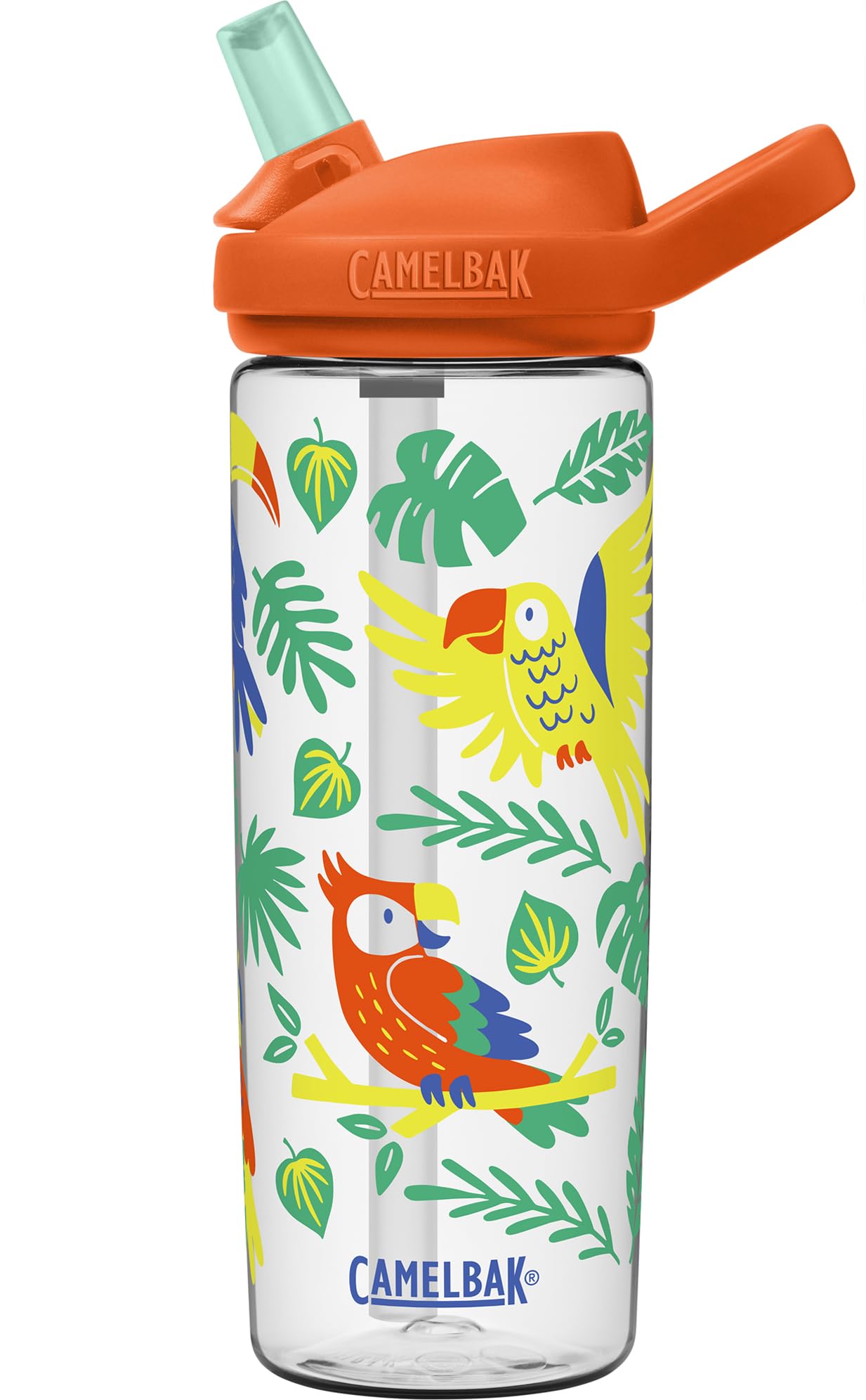 CamelBak Eddy+ 20oz Kids Water Bottle with Tritan Renew – Straw Top, Leak-Proof When Closed, Tropical Birds