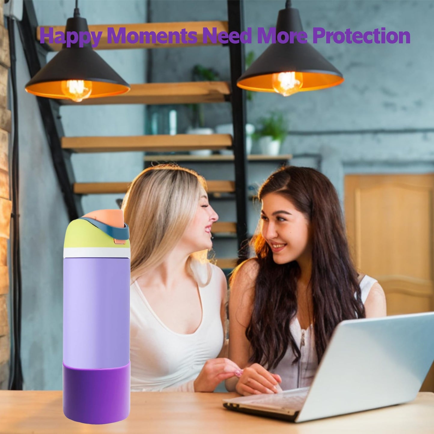 AESKEIA 2PCS Silicone Water Bottle Boot for Owala 24oz 32oz 40oz,Anti-Slip Protective Sleeve Bottom Bumper Protector for FreeSip, Twist, and Flip Stainless Steel Water Bottles (Purple, 40oz)