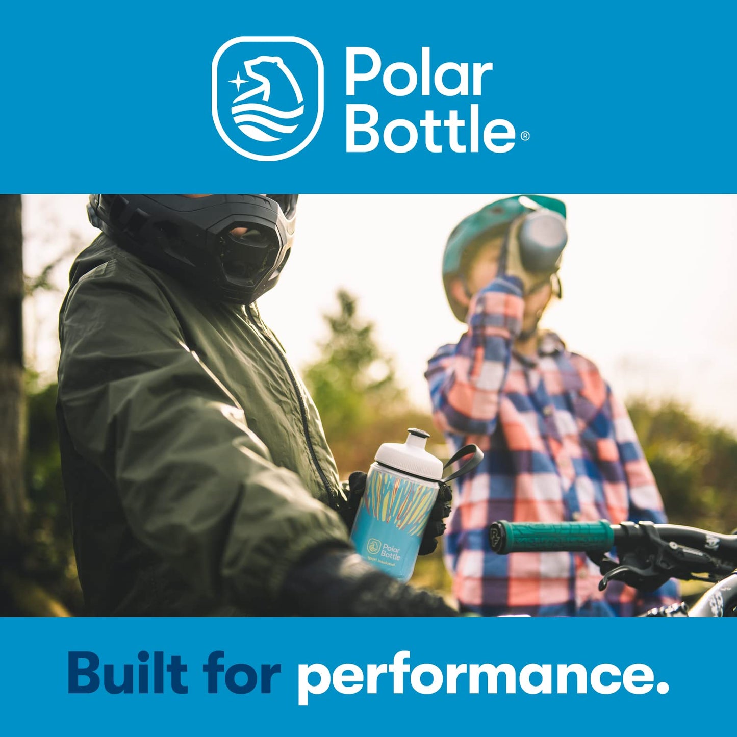 Polar Bottle Sport Insulated Water Bottle 24 oz & Kids Insulated Water Bottle 12oz Fireworks Azure Blue