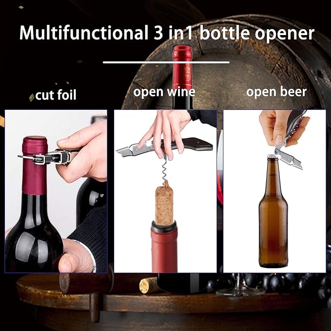 Wine Opener 2 Pack, Professional Wine Bottle Opener, Stainless Steel Wine Key Manual Corkscrew Wine Opener for Servers Bartender