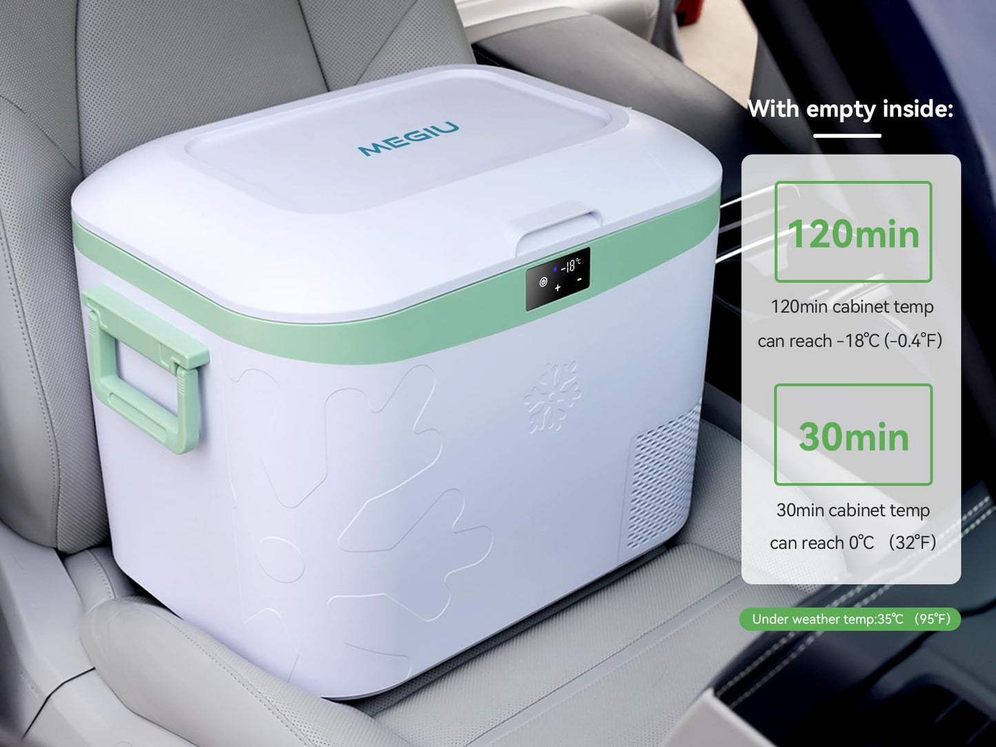 Megiu Car Refrigerator, Portable 12V Fridge 19 Qt (18 L) 12 Volt Freezer Compressor Cooler 12V/24V DC 110~240 V AC for Truck Van RV Camper SUV and Home Use -18℃~+15℃