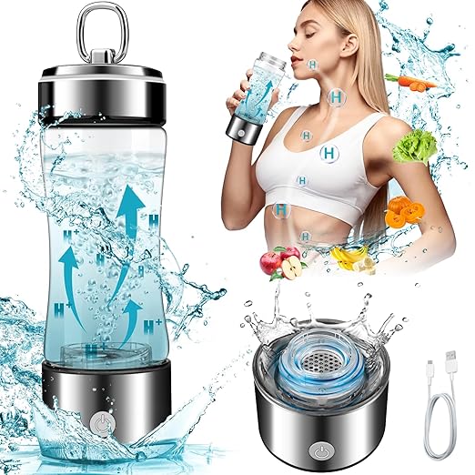 MGahyi Hydrogen Water Bottle,2024 New Hydrogen Water Bottle Generator with SPE PEM Technology Water Ionizer, Rechargeable Hydrogen Water Machine Improve Water in 3 Minutes for Home,Office(Silver)