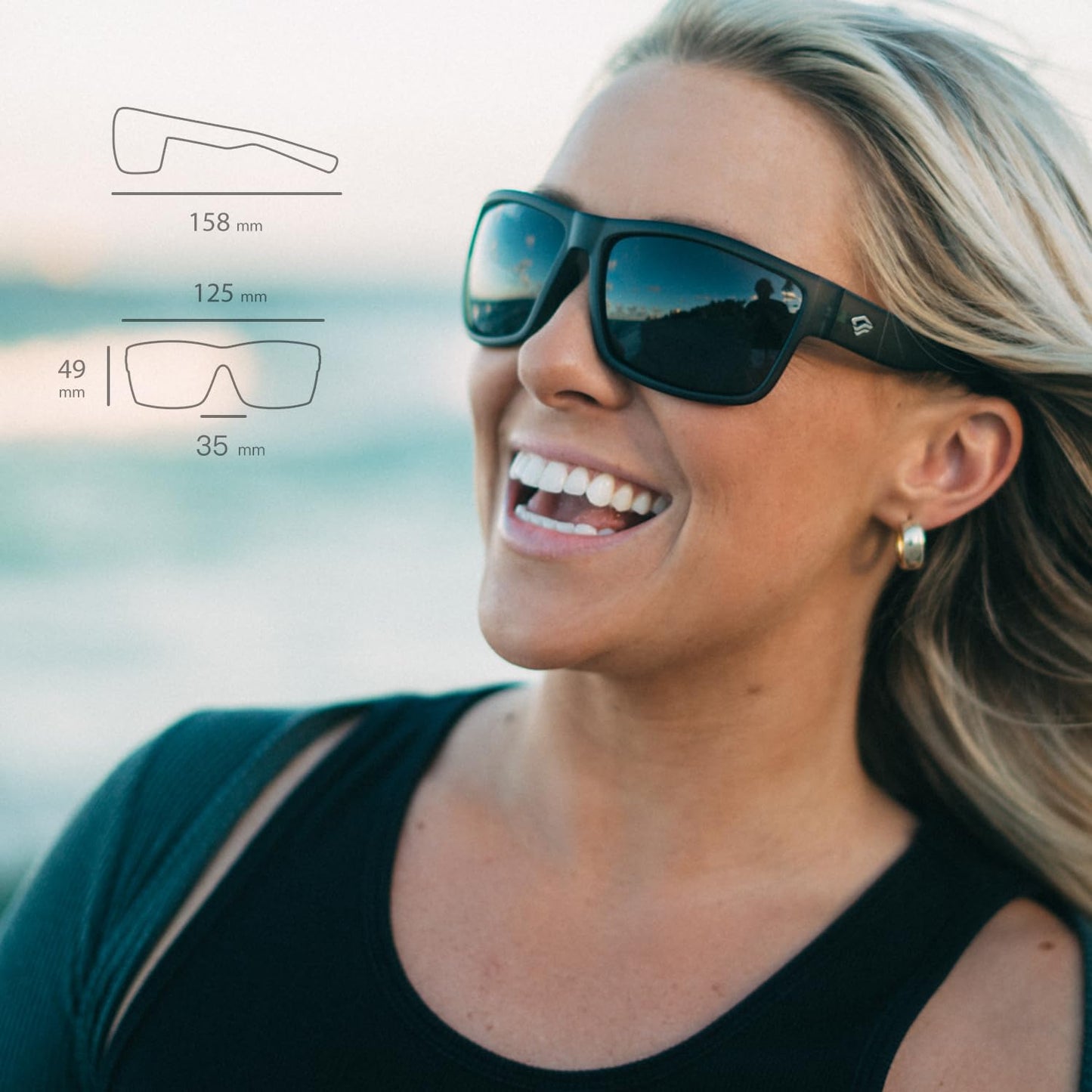 TOREGE Sports Polarized Sunglasses for Men Women Flexible Frame Cycling Running Driving Fishing Trekking Glasses TR24 (Matte Black & Black & Black Lens)