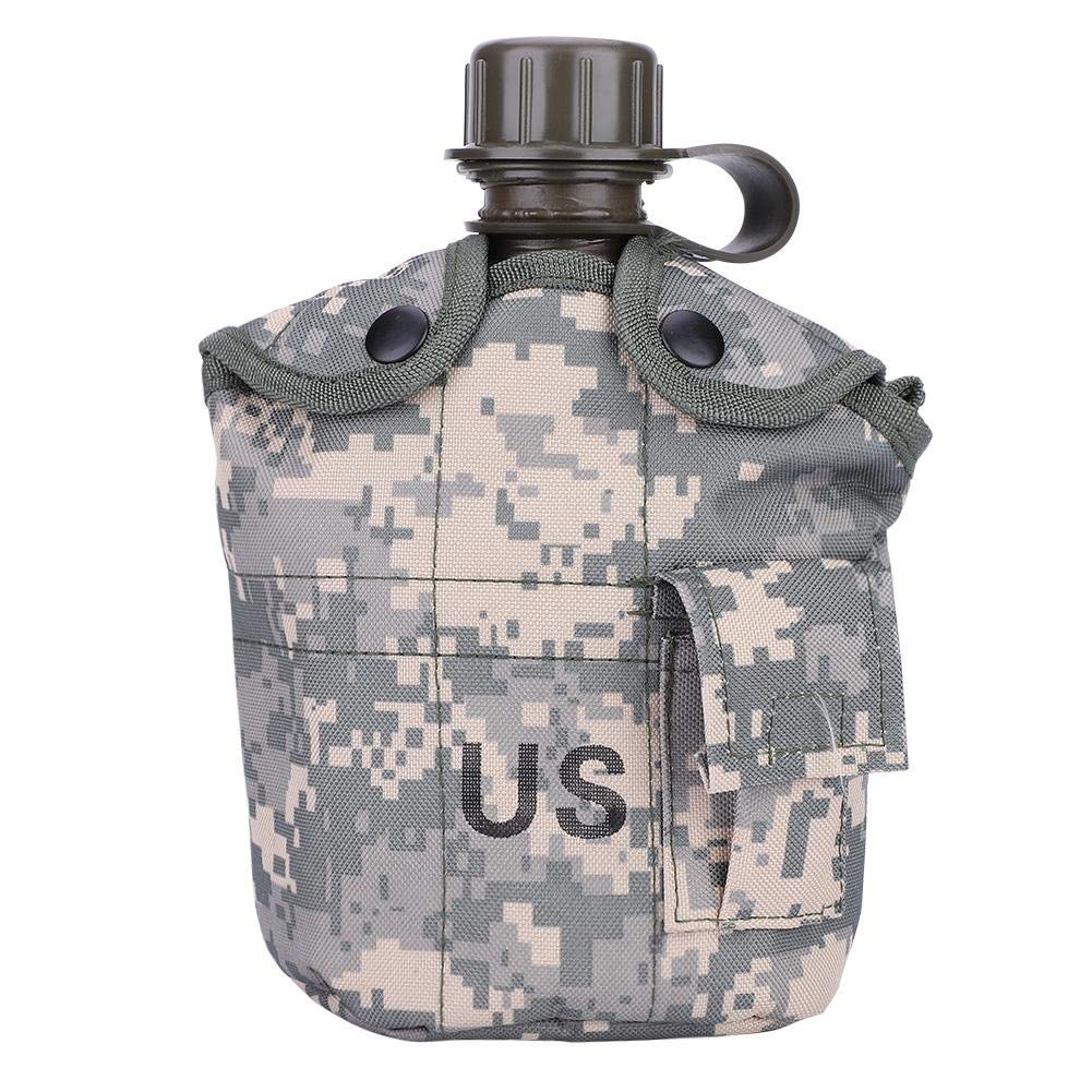 Outdoor Canteen,Aluminum Camouflage Bag Water Bottle with Quart Cup for Hiking Camping
