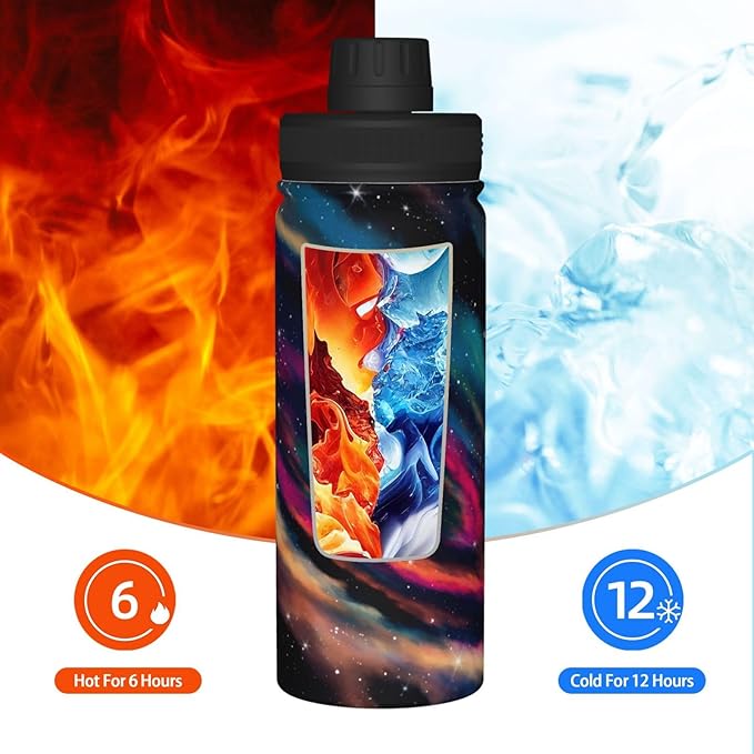 Cerburny Insulated Water Bottle Coloful Galaxy 18 oz Stainless Steel Bottles With Lid Wide Mouth Gym Sports Water Jug For Men Women Adult