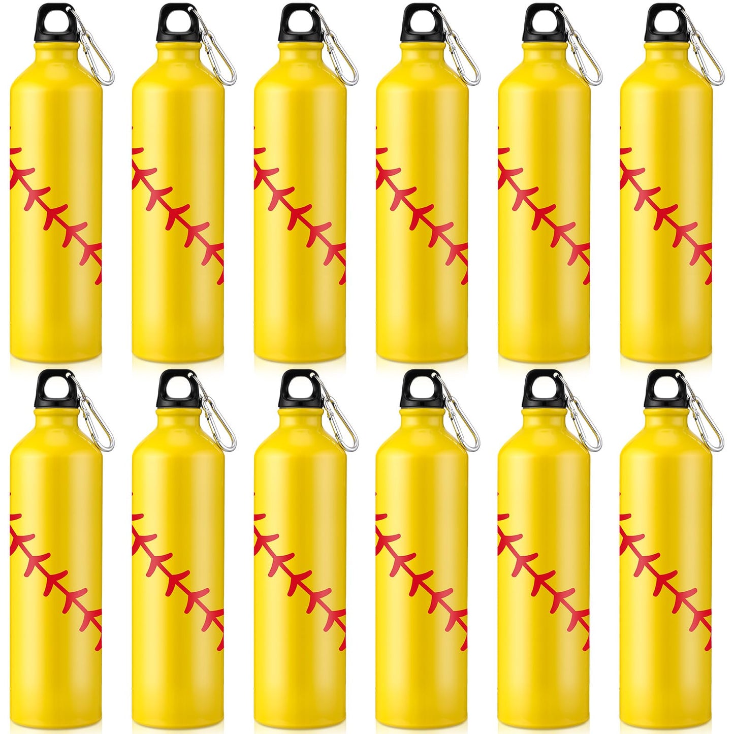 Uiifan 12 Pcs Softball Water Bottle Team Gift Bulk Leak Proof Lightweight Sports Water Bottle Reusable Aluminum Water Bottle with Twist Cap Buckle Softball Accessories for Camping Gym Travel(25 oz)
