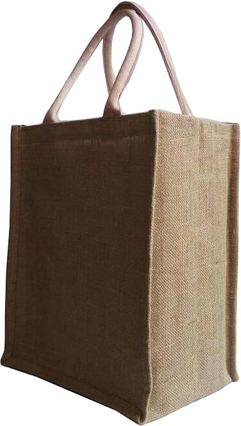 KVR natural Jute burlap wine beer water bottle cum can carrier bag with option to use as Grocery & lunch bag, Eco Environment Friendly versatile flexible (6 bottle bag, natural)