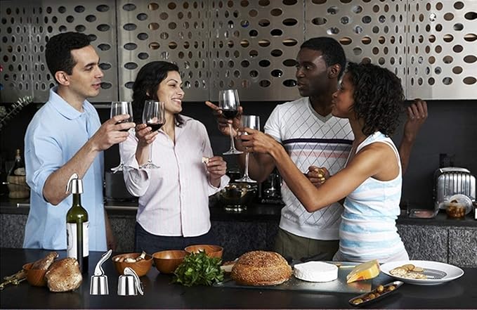Wine Stoppers(2 PACK Bright),Wine Bottle Stoppers Stainless Steel,Reusable Wine Saver,Wine Sealer Keeps Wine Fresh,Wine Bottle Plug With Silicone,Superior Leak-Proof,Best Gift