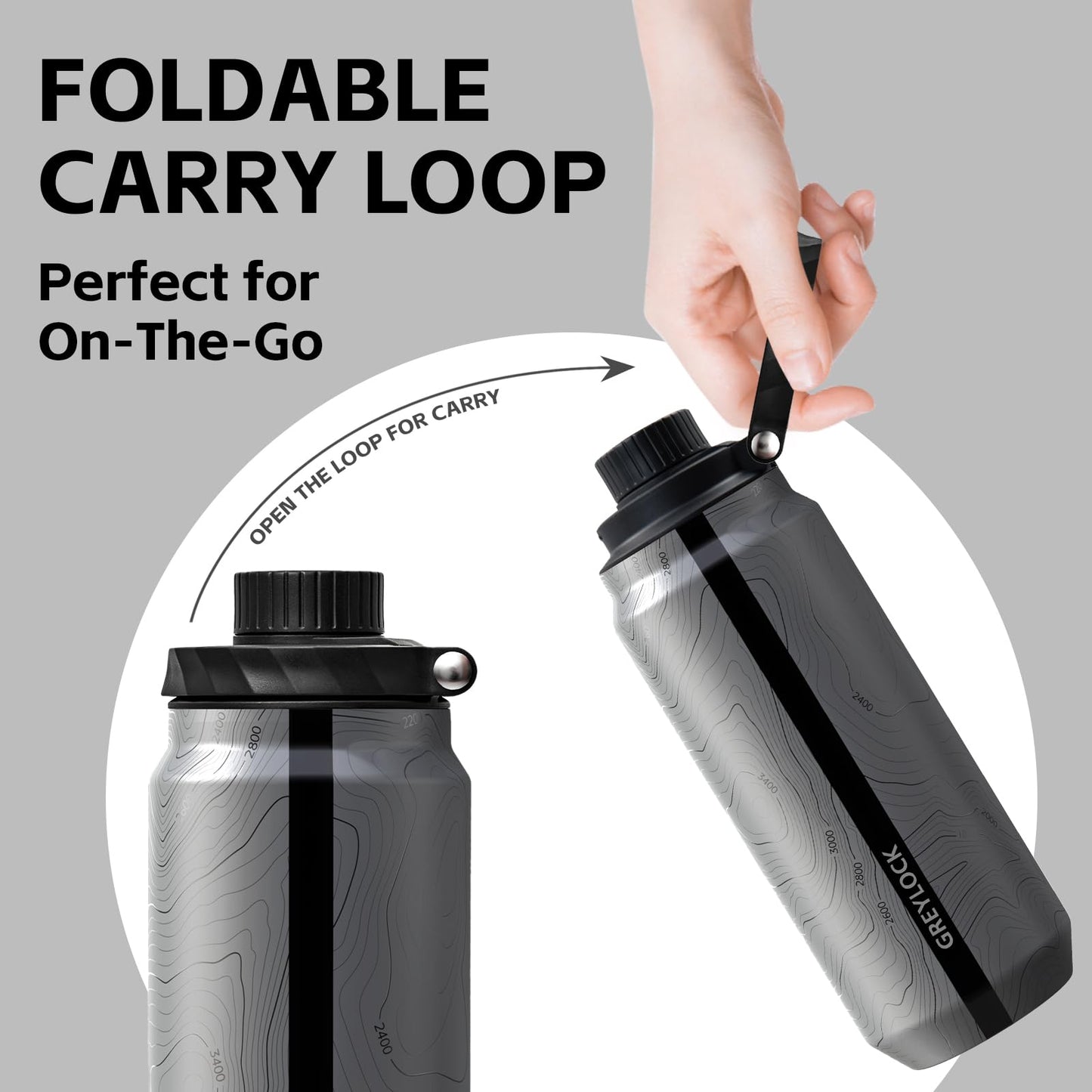 Greylock 20 oz Insulated Stainless Steel Water Bottle with Straw Lid- BPA-Free Leak Proof When Closed, Reusable Metal Water Bottle with Carry Handle for Travel Camping, 24 Hours Cold (Mapmakersmuse)