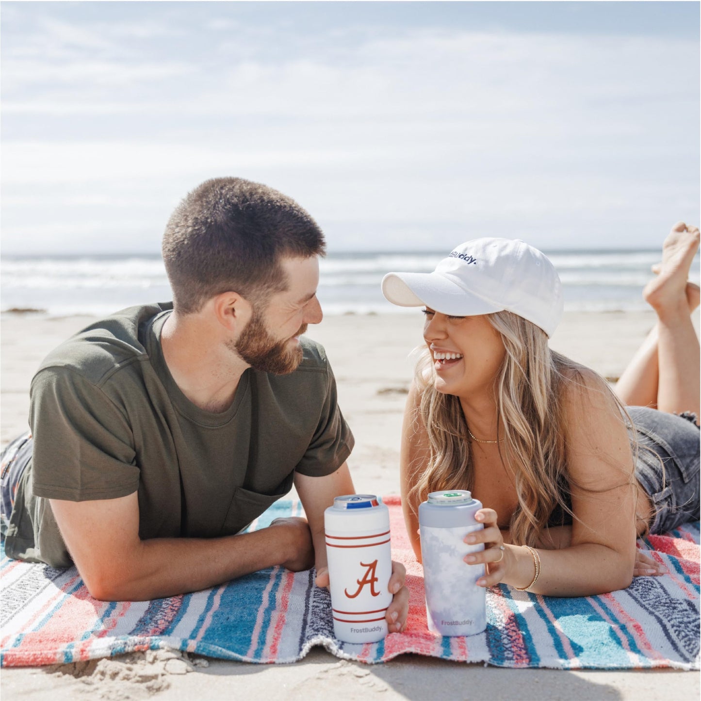 Frost Buddy Universal Can Cooler - Fits all - Stainless Steel Can Cooler for 12 oz & 16 oz Regular or Slim Cans & Bottles - Stainless Steel (Oklahoma Sooners)