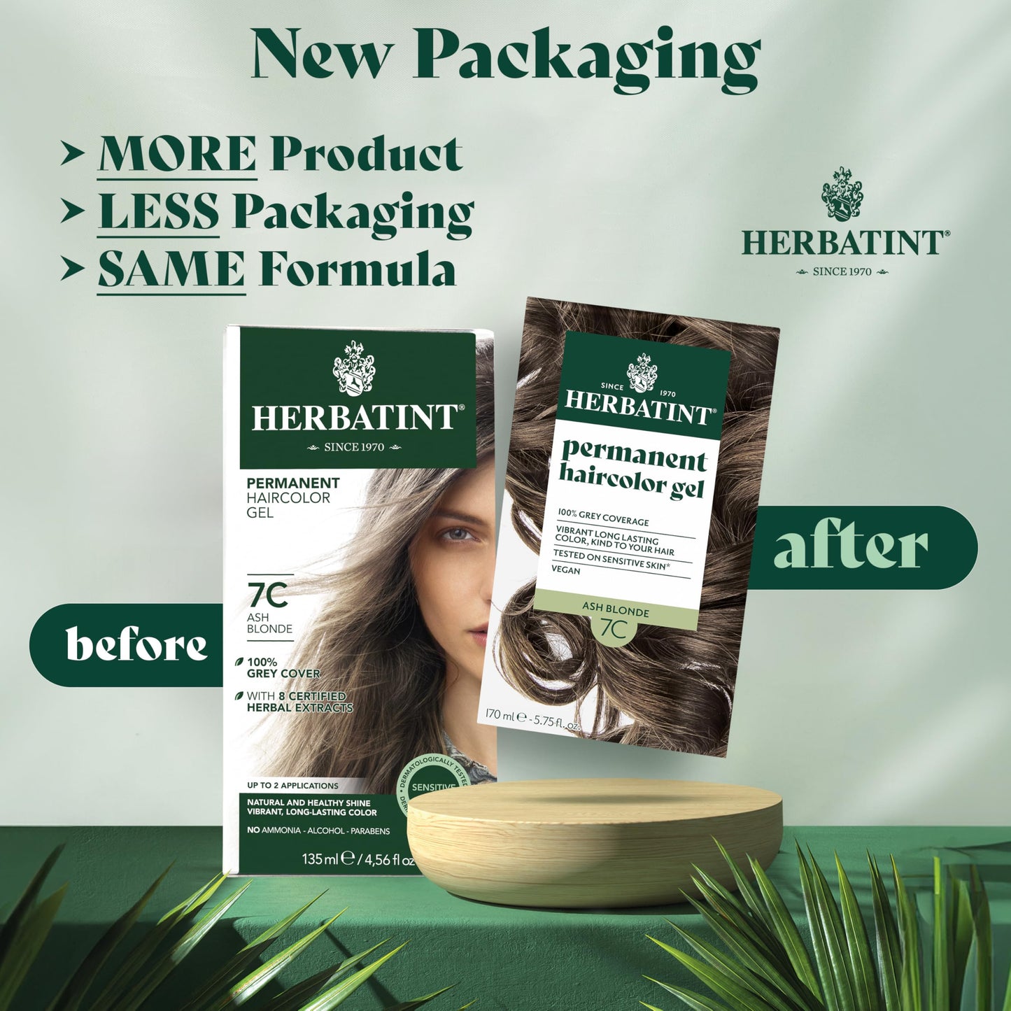 Herbatint Permanent Hair Dye For Women - 7C Ash Blonde - For Up To 100% Gray Coverage of Resistant Gray Hair - Ammonia-Free, Alcohol-Free & Vegan - Salon Influenced Hair Color 5.75 fl oz
