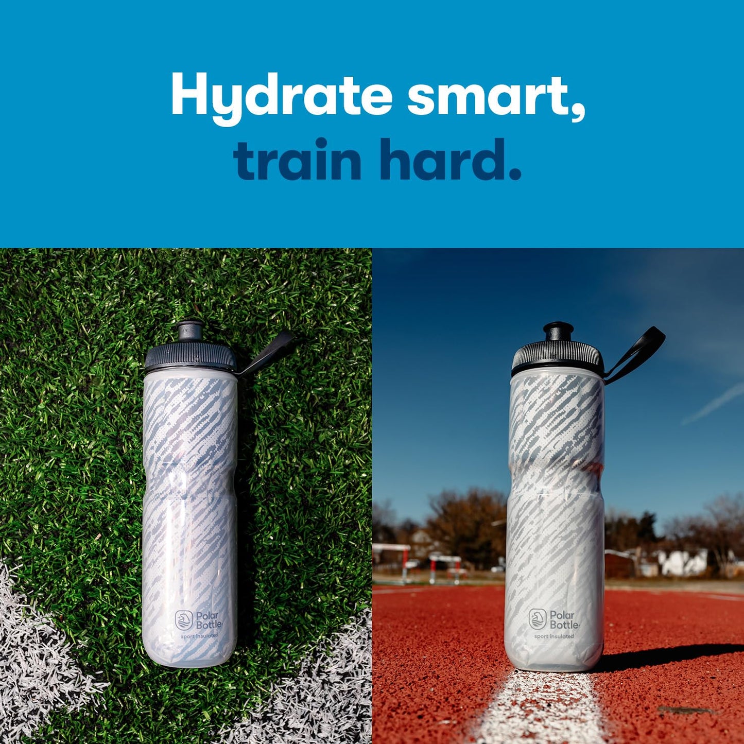 Polar Bottle – Sport Insulated Nimbus 20oz Storm Charcoal & White – Leak Proof Water Bottles Keep Water Cooler 2x Longer than a Regular Reusable Water Bottle