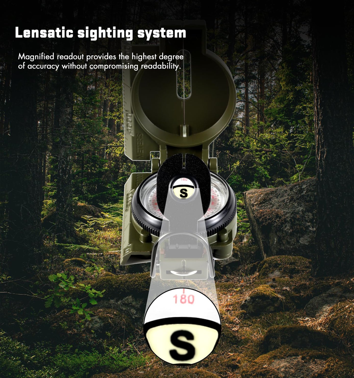Eyeskey Multifunctional Military Sighting Navigation Compass with Inclinometer | Impact Resistant & Waterproof Compass for Hiking, Camping”