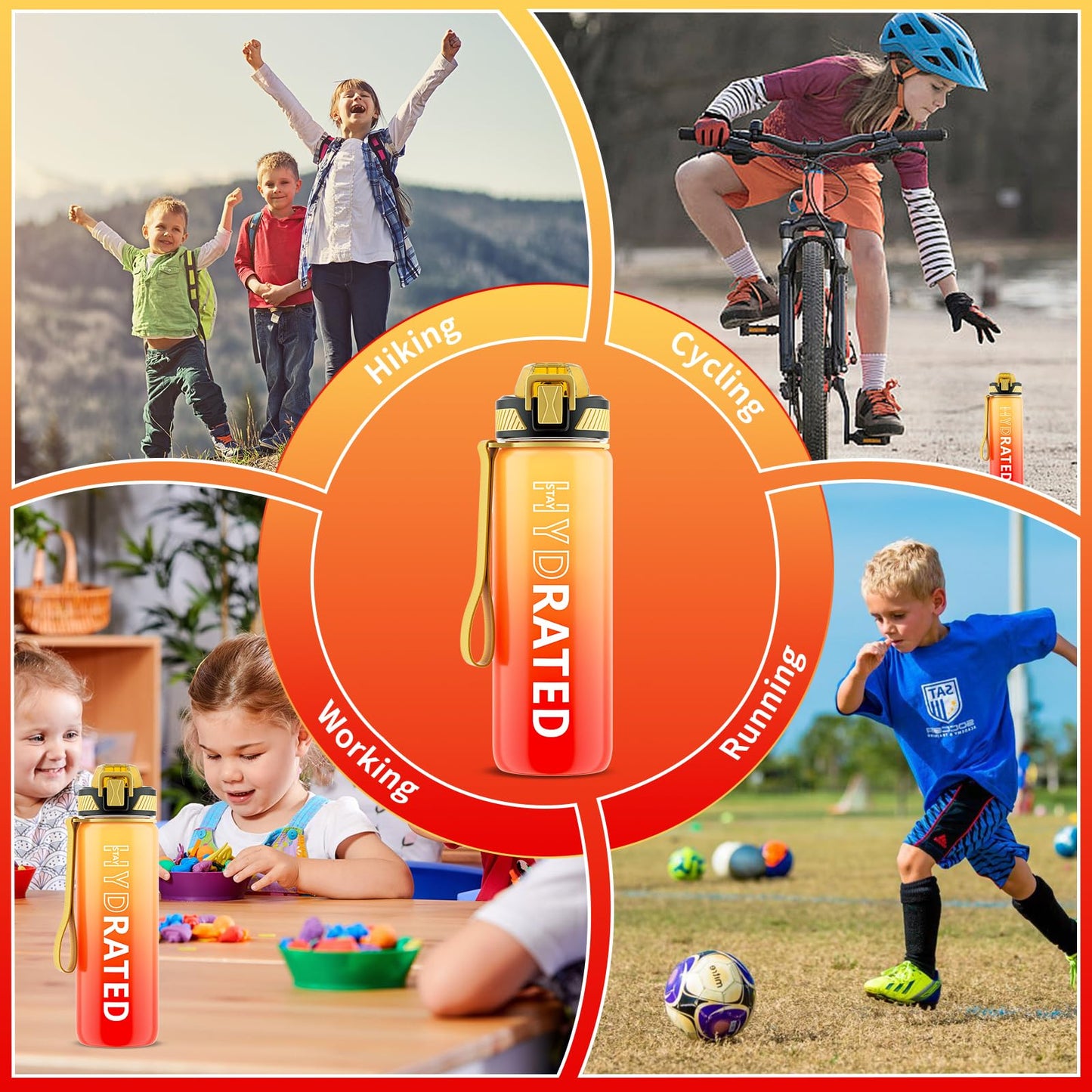 QLUR Water Bottle with Straw, 27 oz Motivational Water Bottles with Time Marker to Drink, Tritan BPA Free, 800ml Sports Water Bottle with Carry Strap LeakProof for School Fitness Outdoor (1Pack)