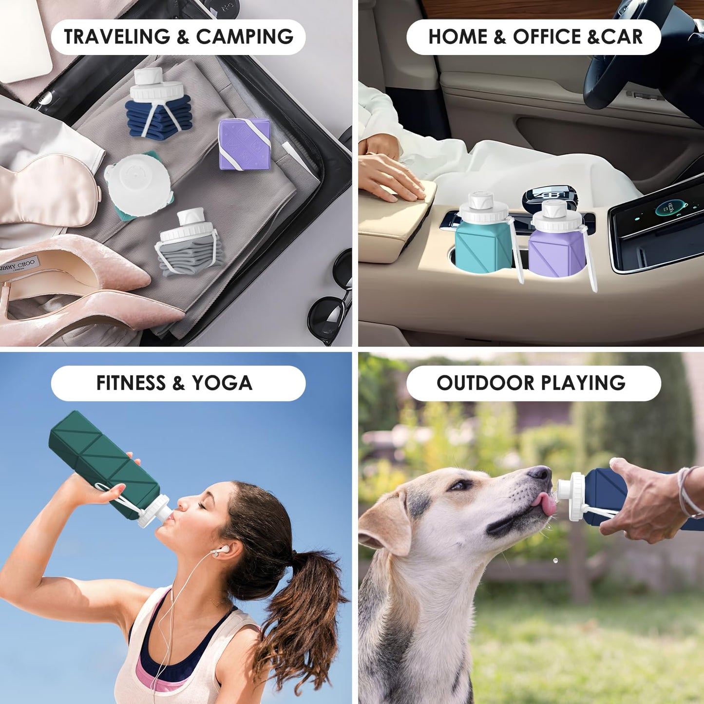 SPECIAL MADE Collapsible Water Bottle Leakproof Valve 610ML Reuseable BPA Free Silicone Foldable Water Bottle for Gym Camping HikingYoga Travel Sports Lightweight Durable 20.7oz