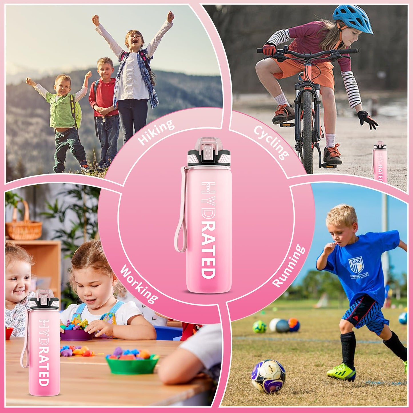 QLUR Water Bottle with Straw, 27 oz Motivational Water Bottles with Time Marker to Drink, Tritan BPA Free, 800ml Sports Water Bottle with Carry Strap LeakProof for School Fitness Outdoor (1Pack)
