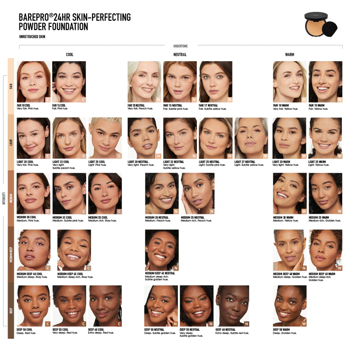 bareMinerals Barepro 24HR Skin-Perfecting Powder Foundation, Matte Pressed Powder Foundation Full Coverage with Plant-Based Squalene, Oil Control, Vegan - Light 27 Neutral