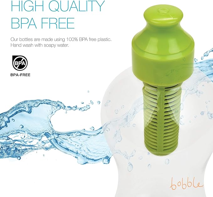 Bobble Classic Water Bottle, Filtered Water, BPA-Free Reusable Bottle, Soft Touch Carry Cap with Replaceable Carbon Filter for Sustainable Water and Hydration 34 oz (Black)