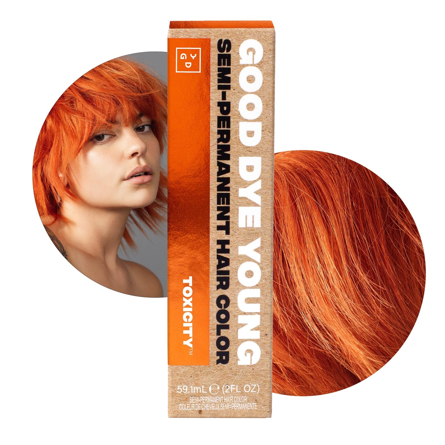 Good Dye Young Streaks and Strands Semi-Permanent Hair Color (Toxicity) - UV Protective Temporary Copper Coloring, Lasts 15-24+ Washes - Conditioning, PPD-Free & Vegan
