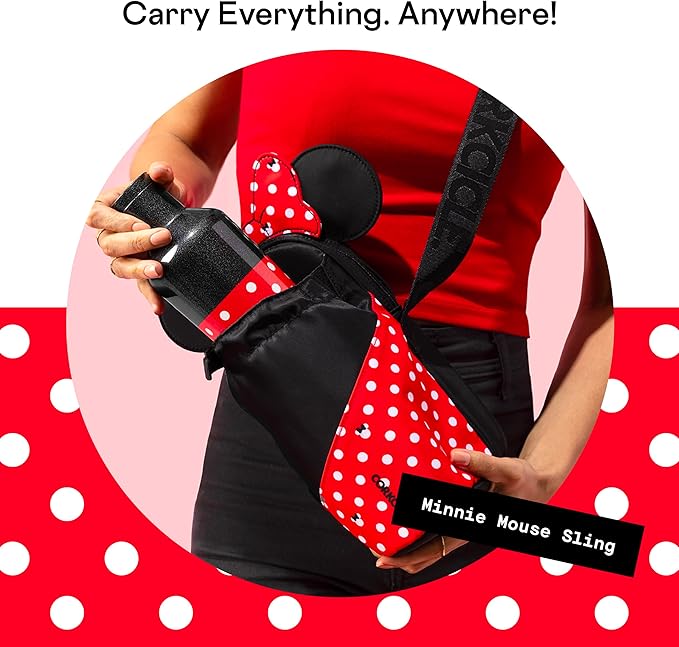 Corkcicle x Disney Minnie Mouse Crossbody Water Bottle Sling Bag, Polka Dot Red, Fits 16-40 oz Tumbler – Secure Items in Water Bottle Holder with Strap