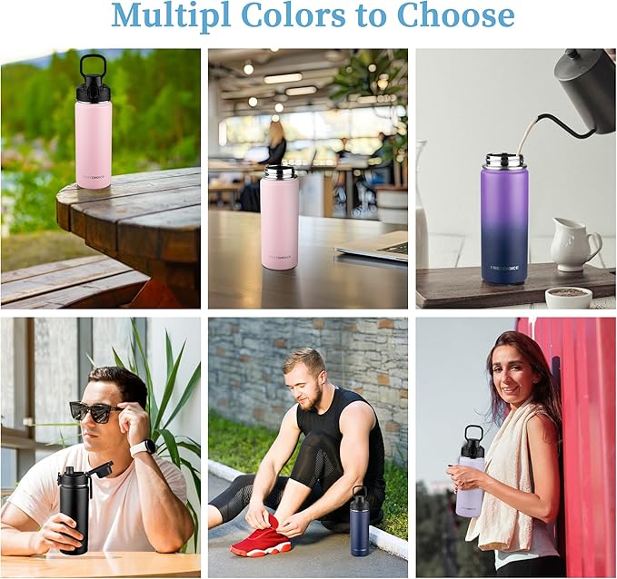 Insulated water bottle with Straw,18oz Stainless Steel Water Bottle for Adult Kids,Double Wall Vacuum Wide Mouth Insulated Water Bottle for School,BPA-free and Leak-proofοΌ18oz,Navy blueοΌ