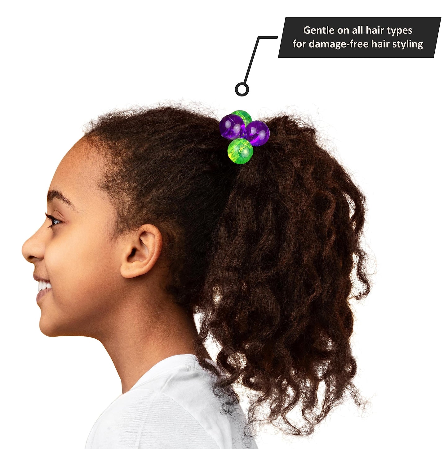 Expressions 16pc Ponytailers Large Round Ponytail Balls Twin Bead Hair Elastics Bright Multicolored Twin Hair Beads Bauble Hair Ties Ponytail Holders, Toddler KidsValue Pack