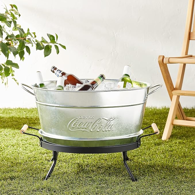 Tablecraft Coca-Cola Galvanized Beverage Tub Set, 6 Gallon