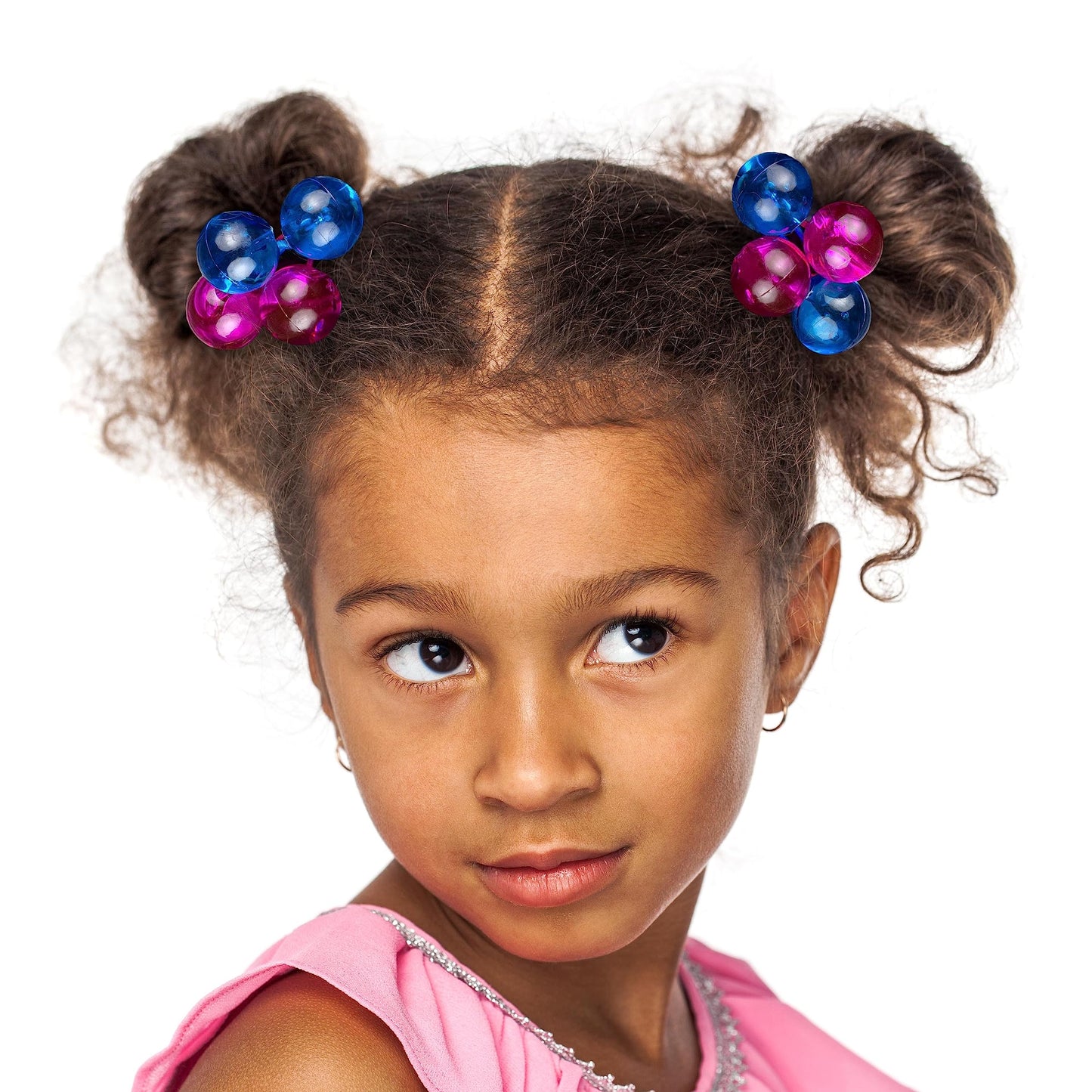 Expressions 16pc Ponytailers Large Round Ponytail Balls Twin Bead Hair Elastics Bright Multicolored Twin Hair Beads Bauble Hair Ties Ponytail Holders, Toddler KidsValue Pack
