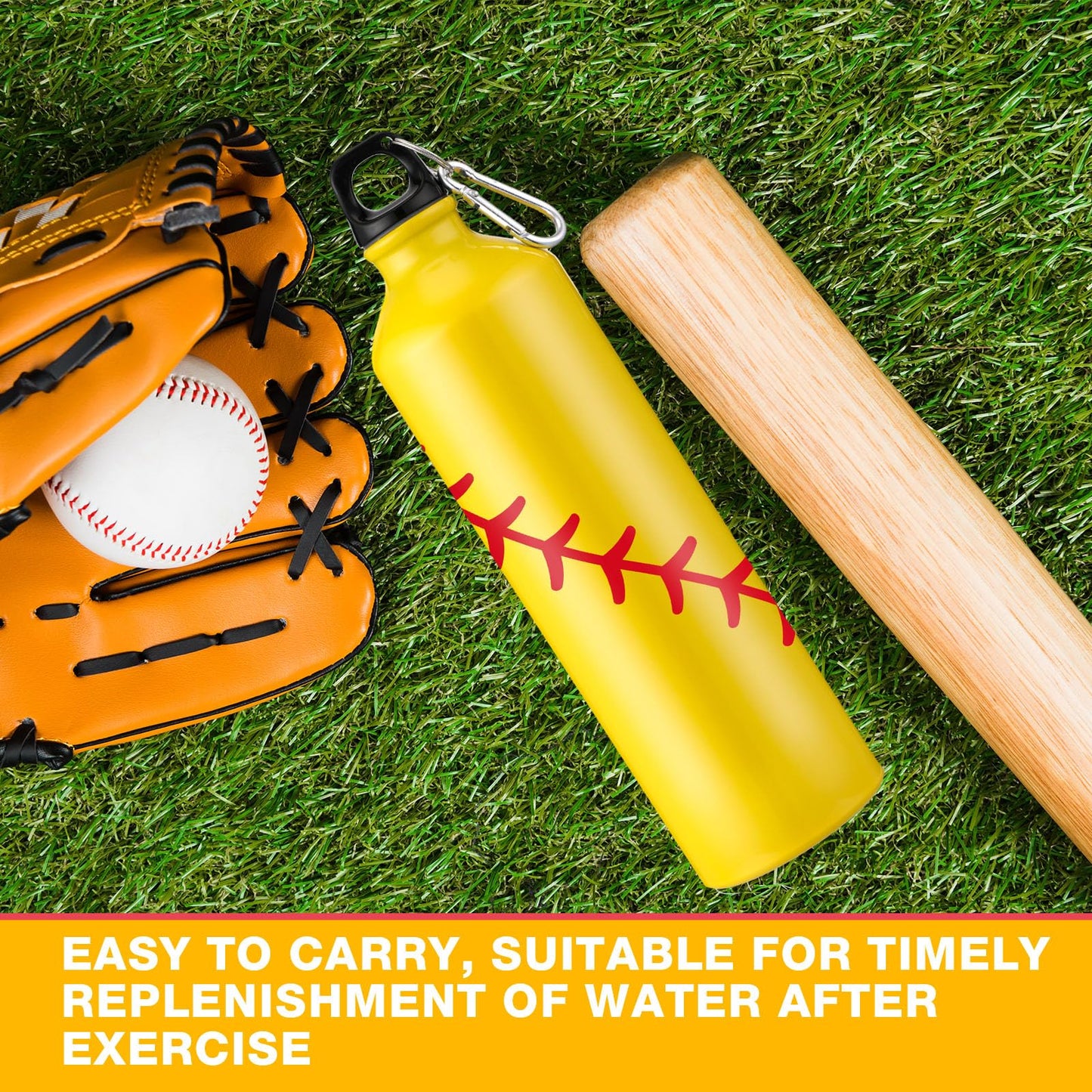 Uiifan 12 Pcs Softball Water Bottle Team Gift Bulk Leak Proof Lightweight Sports Water Bottle Reusable Aluminum Water Bottle with Twist Cap Buckle Softball Accessories for Camping Gym Travel(25 oz)