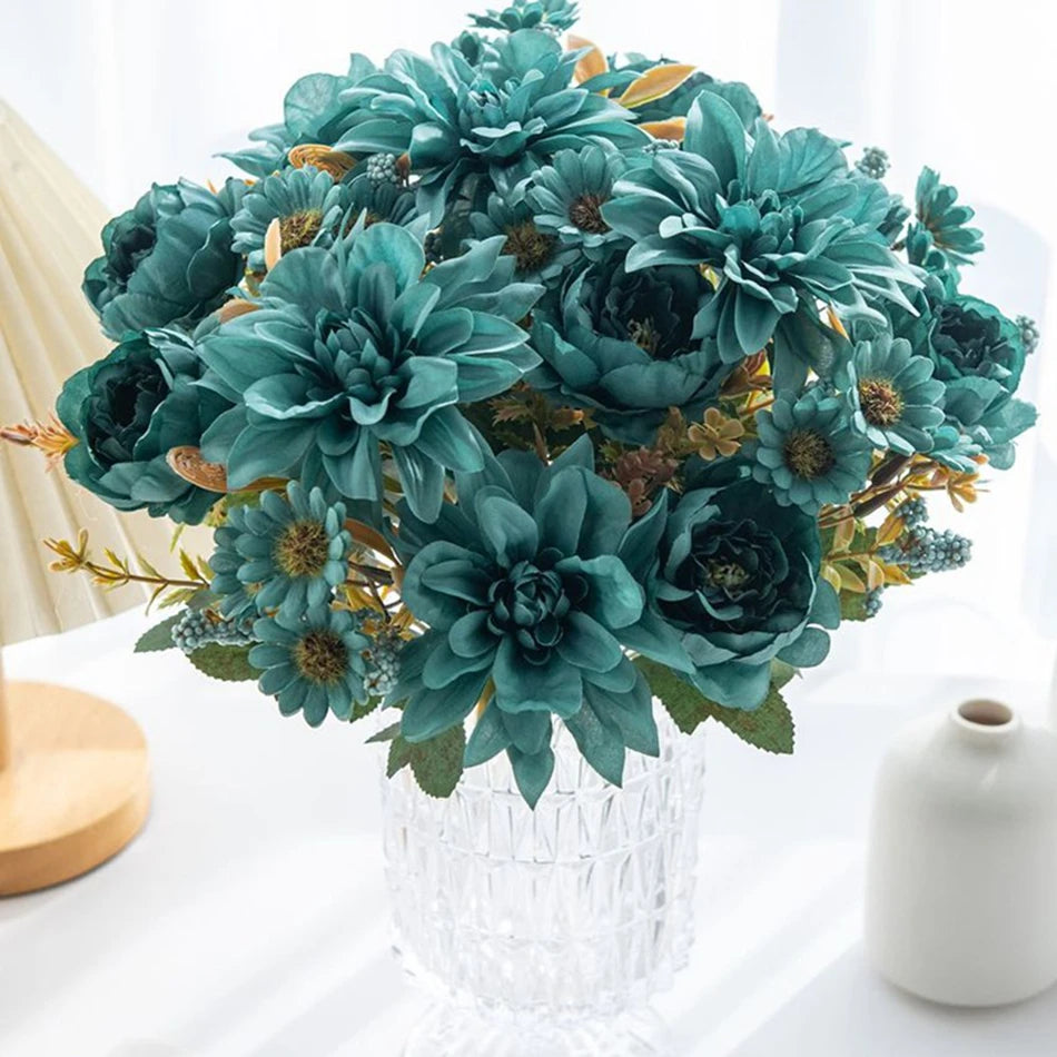 Silk Pompon Roses & Daisy Bouquet