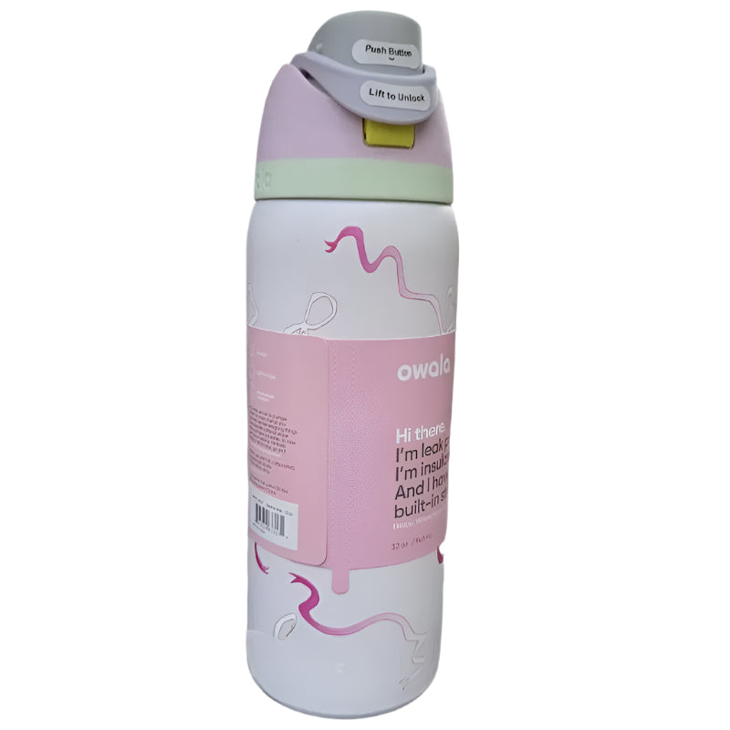 Owala Free Sip Water Bottle pink and White