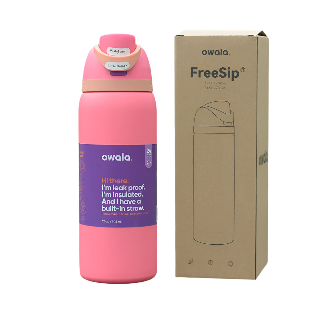 Owala Insulated Stainless Steel Free Sip Water Bottle -Peach pink
